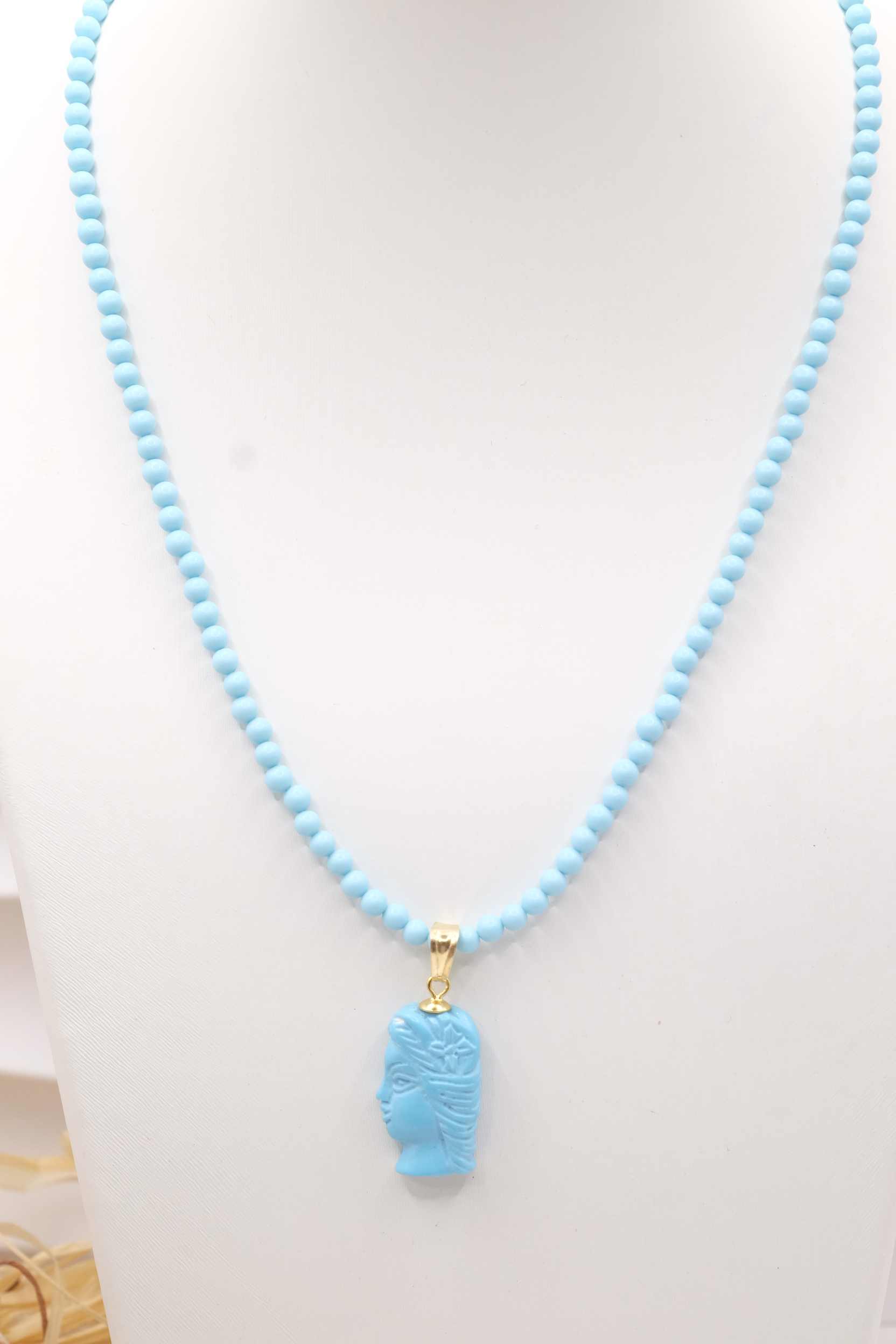 HANDMADE TURQUOISE PASTE NECKLACE WITH MARINE SUBJECTS IN SILVER (13)
