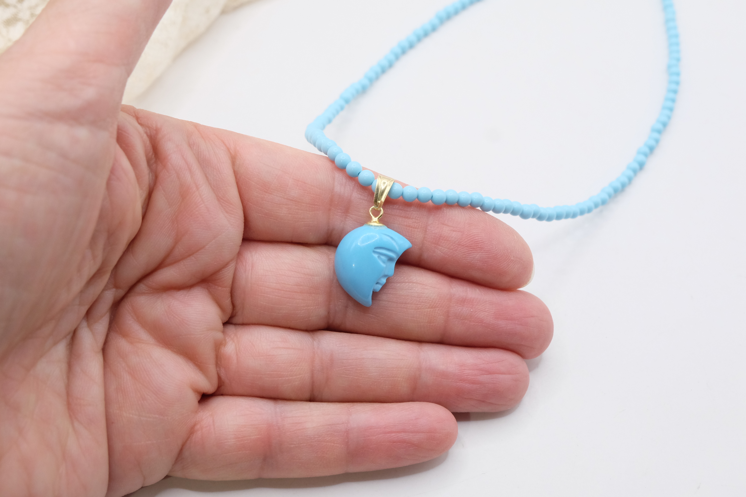 HANDMADE TURQUOISE PASTE NECKLACE WITH MARINE SUBJECTS IN SILVER (26)