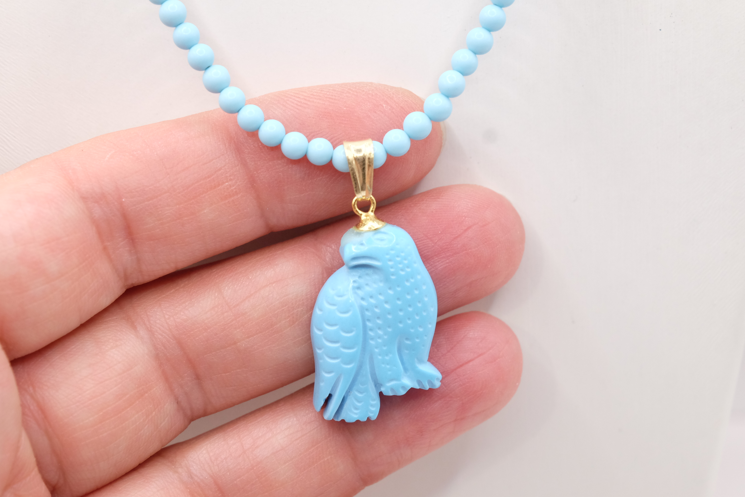 HANDMADE TURQUOISE PASTE NECKLACE WITH MARINE SUBJECTS IN SILVER (4)