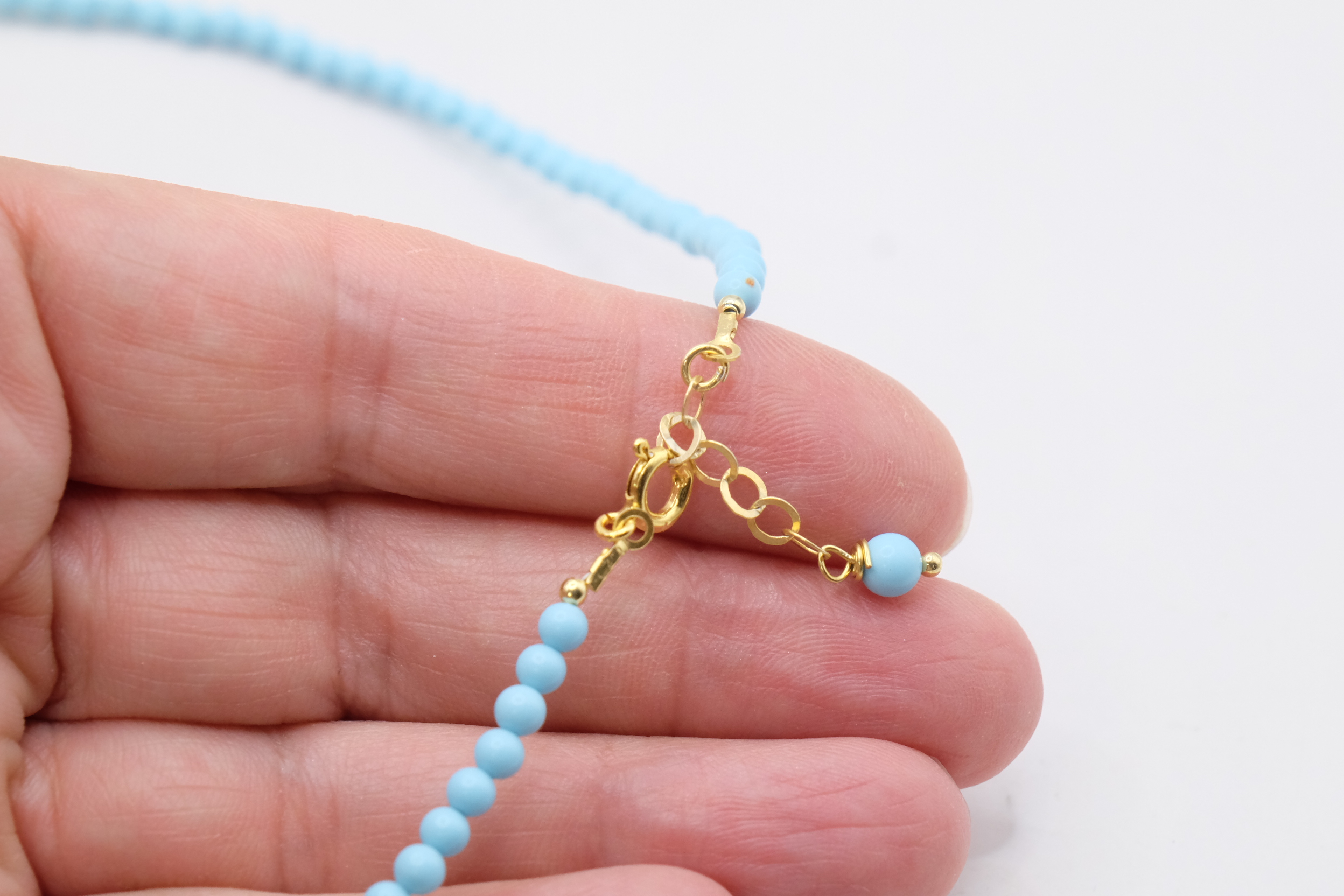HANDMADE TURQUOISE PASTE NECKLACE WITH MARINE SUBJECTS IN SILVER (5)