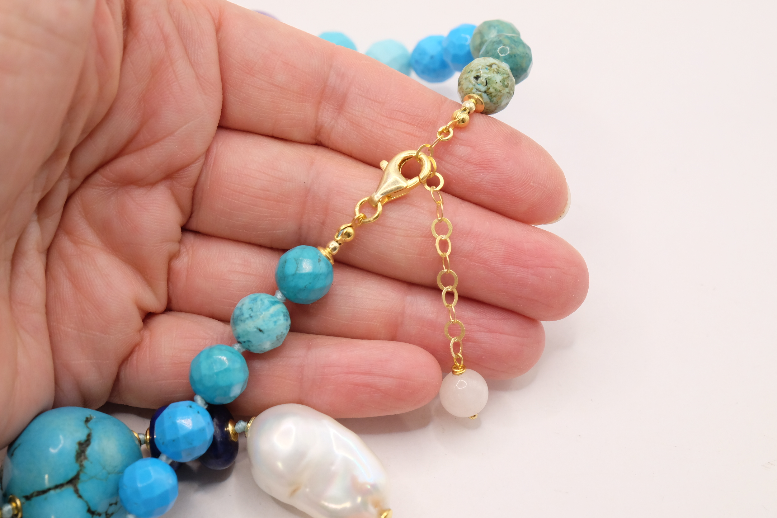 COLLANA ARTIGIANALE PERLE AMETISTA TURCHESE ACQUAMARINA LAPIS MALACHITE (8)