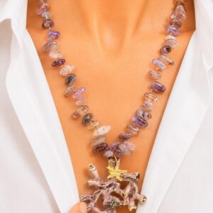 Collana Ramo Corallo Ceramica di Caltagirone Ametista Argento 4 Varianti