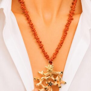 Collana Ramo Corallo Ceramica di Caltagirone Corallo Mediterraneo Argento