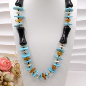 Collana Turchese Ambra "Clessidre" in Onice Perle