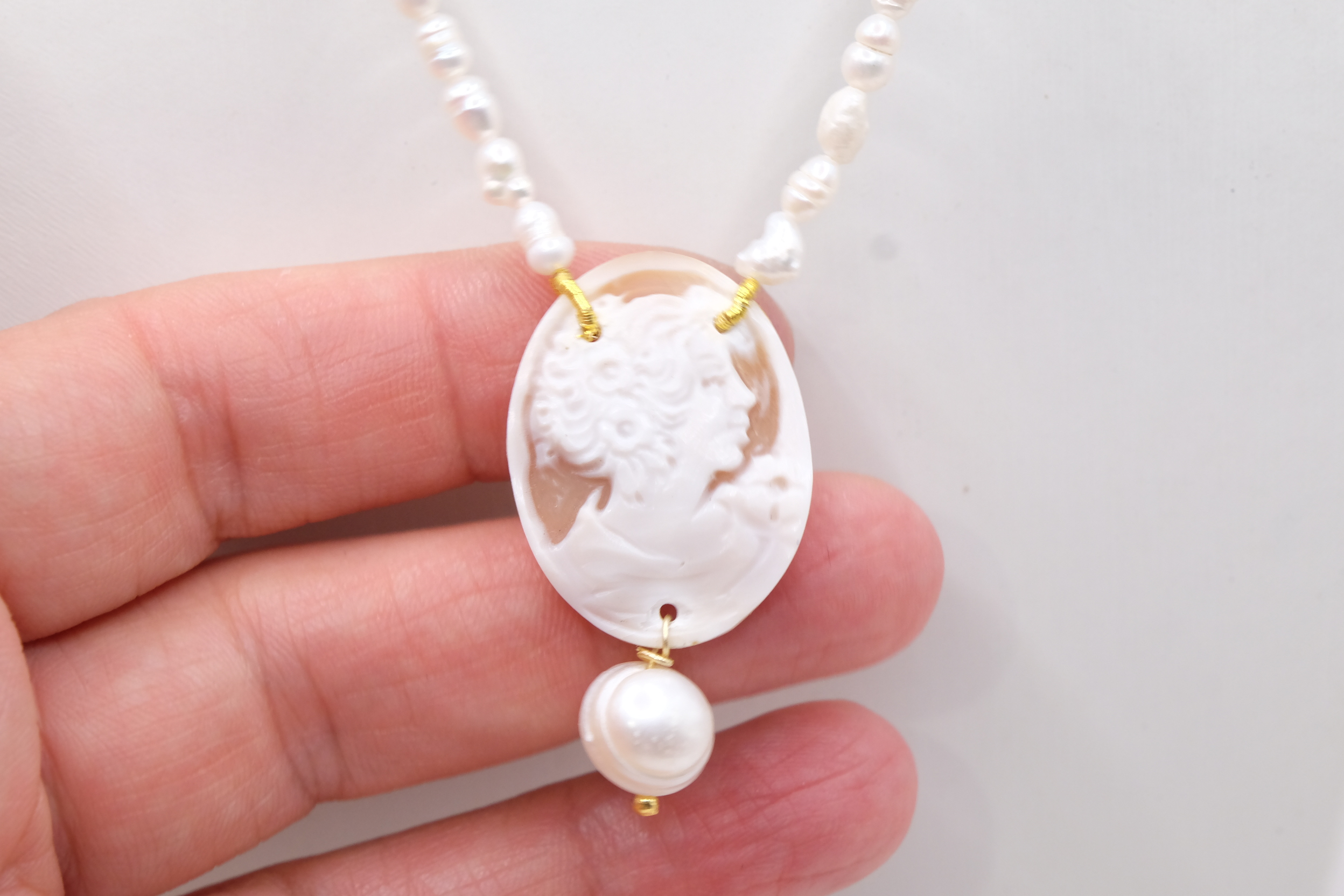 COLLANA ARTIGIANALE Y PERLE NATURALI CAMMEO DI TORRE DEL GRECO (11)