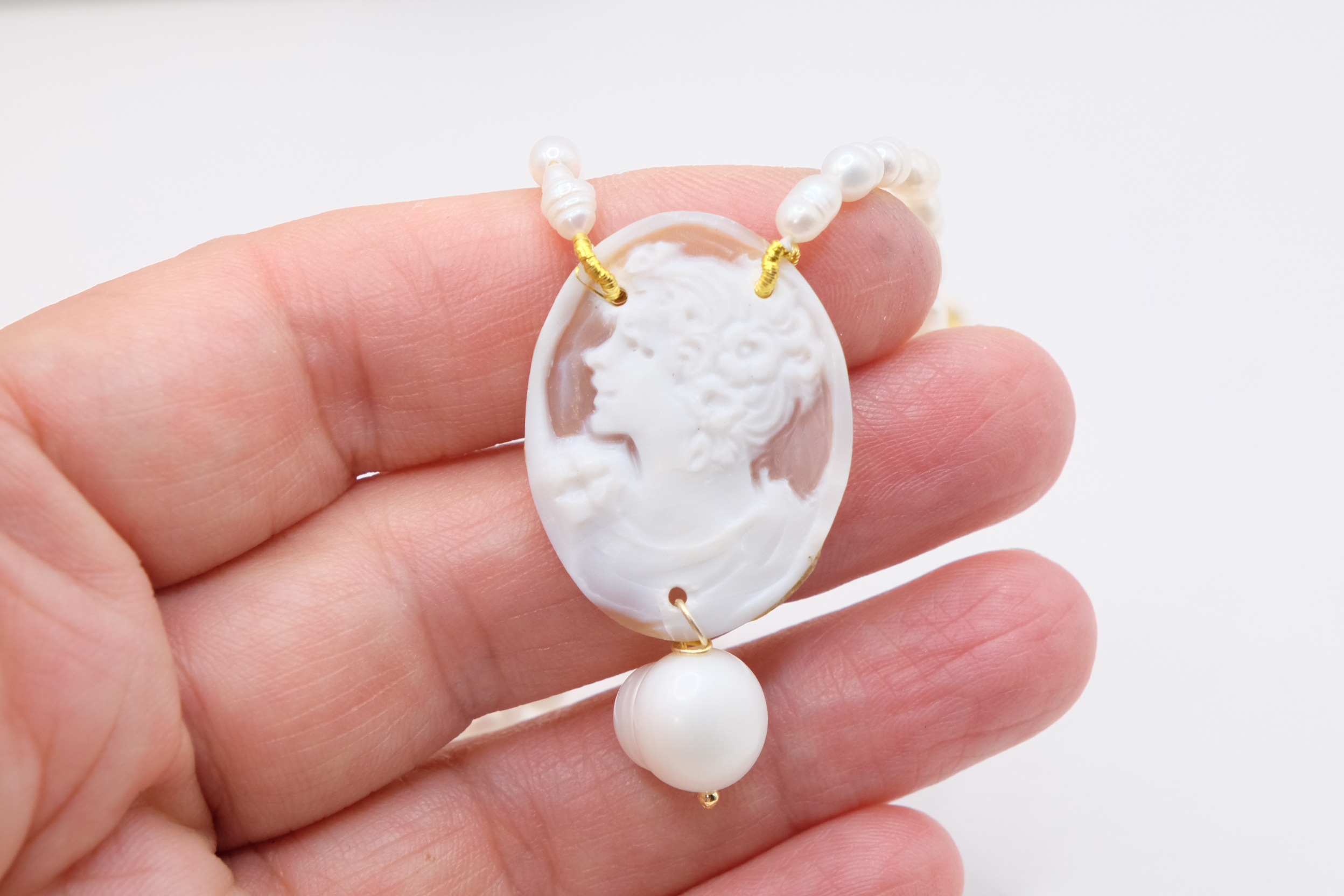 COLLANA ARTIGIANALE Y PERLE NATURALI CAMMEO DI TORRE DEL GRECO (12)