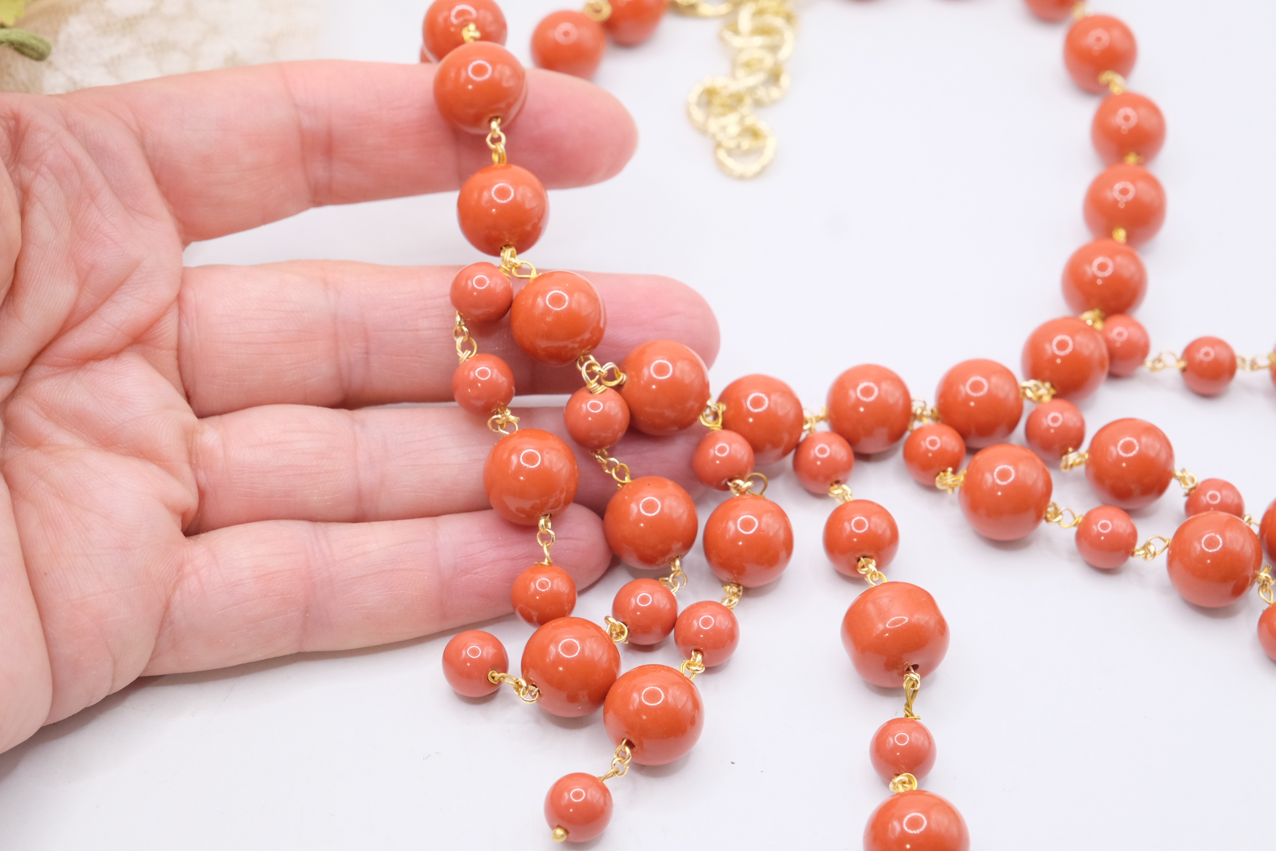 COLLANA CON CIONDOLI PASTA DI CORALLO ARTIGIANALE (1)