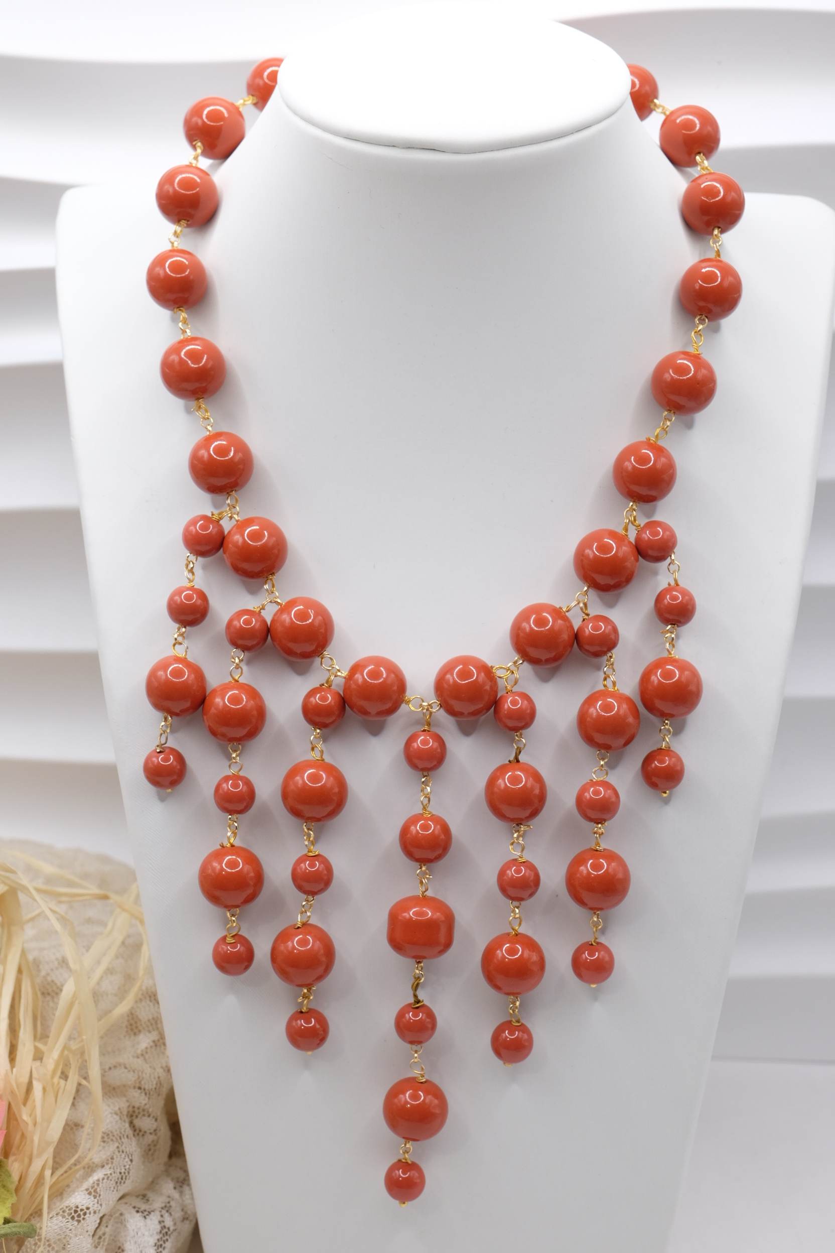 COLLANA CON CIONDOLI PASTA DI CORALLO ARTIGIANALE (2)