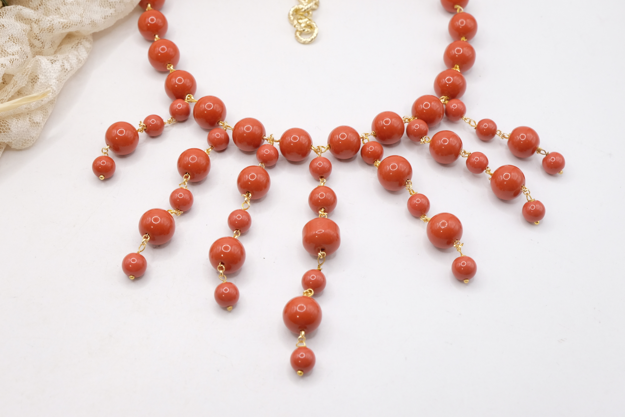 COLLANA CON CIONDOLI PASTA DI CORALLO ARTIGIANALE (4)