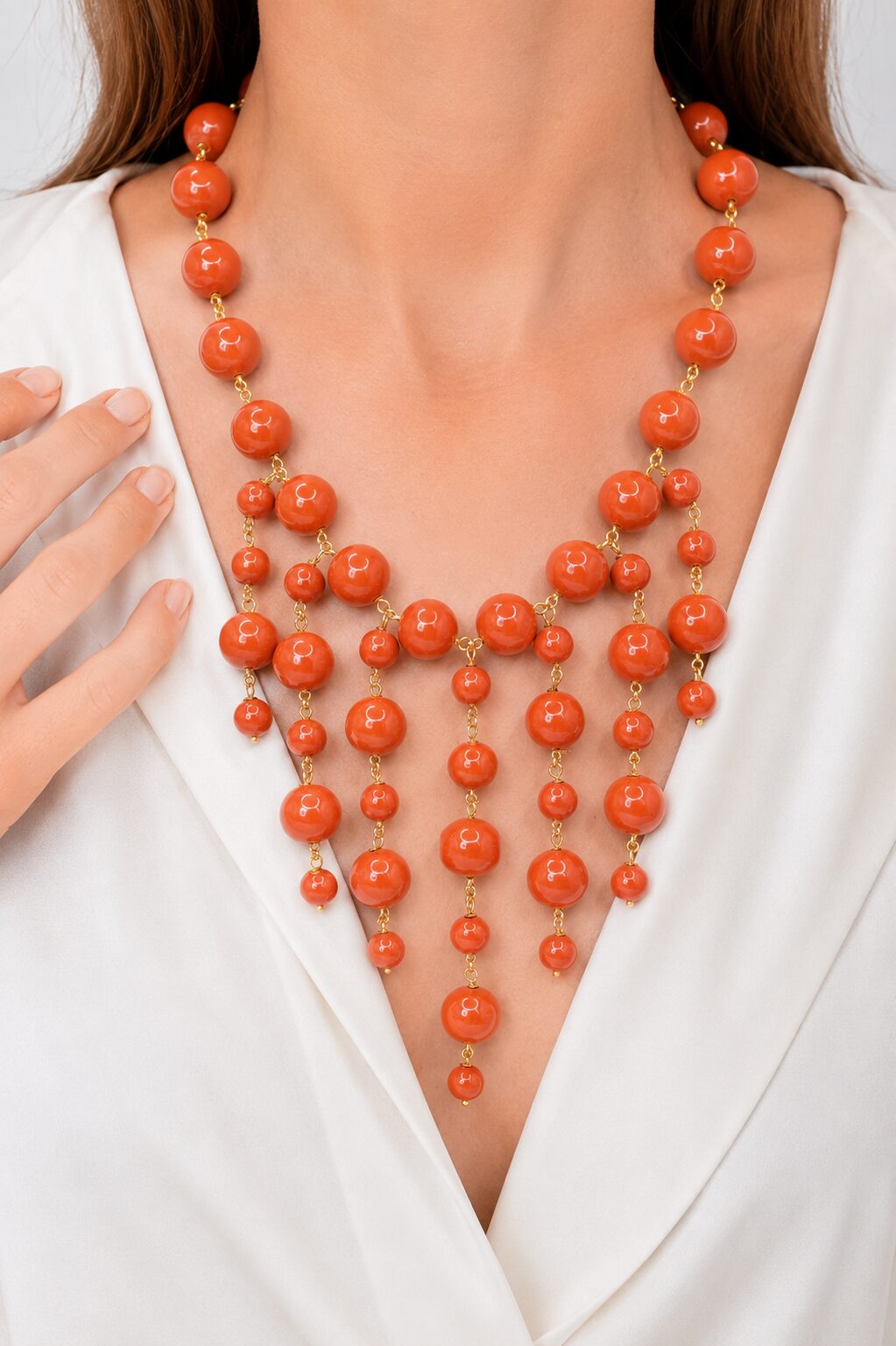 COLLANA CON CIONDOLI PASTA DI CORALLO ARTIGIANALE