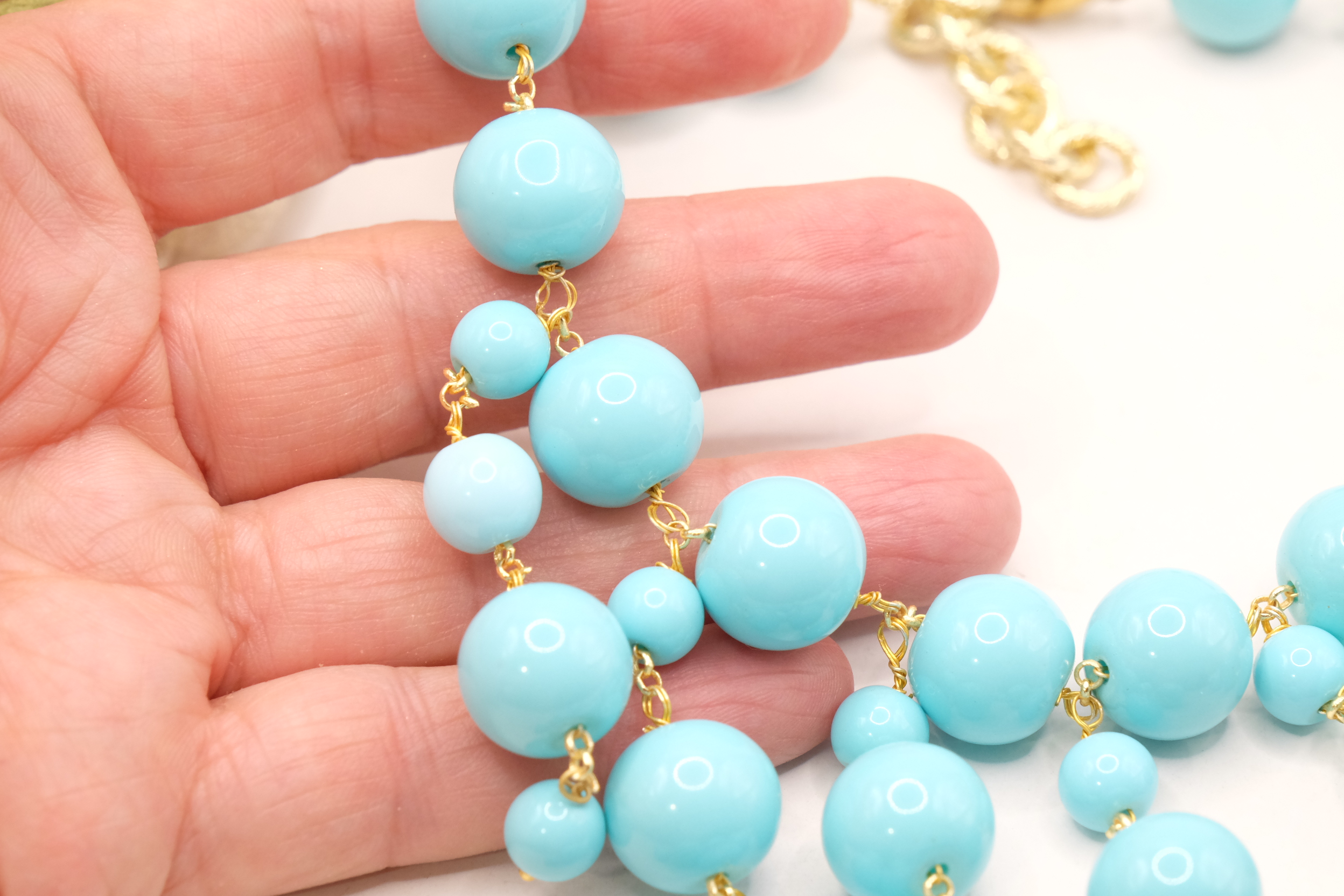 COLLANA CON CIONDOLI PASTA DI TURCHESE ARTIGIANALE (5)