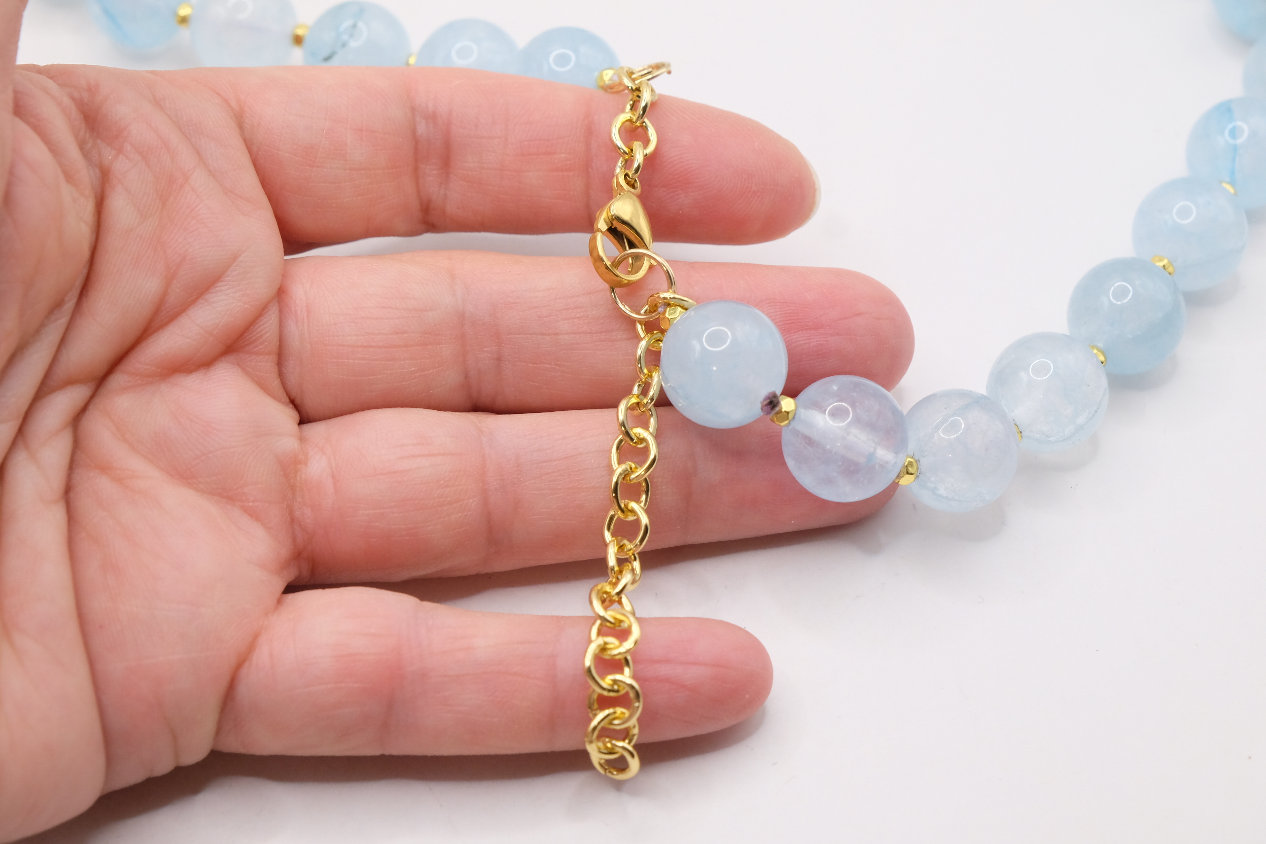 COLLANA GIADA ACQUAMARINA POLPO PESCE CAVALLUCCIO PERLE CORALLO ARTIGIANALE (1)