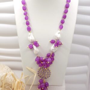 Collana a Y Giada Viola Filigrana Ammagliata Grappoli