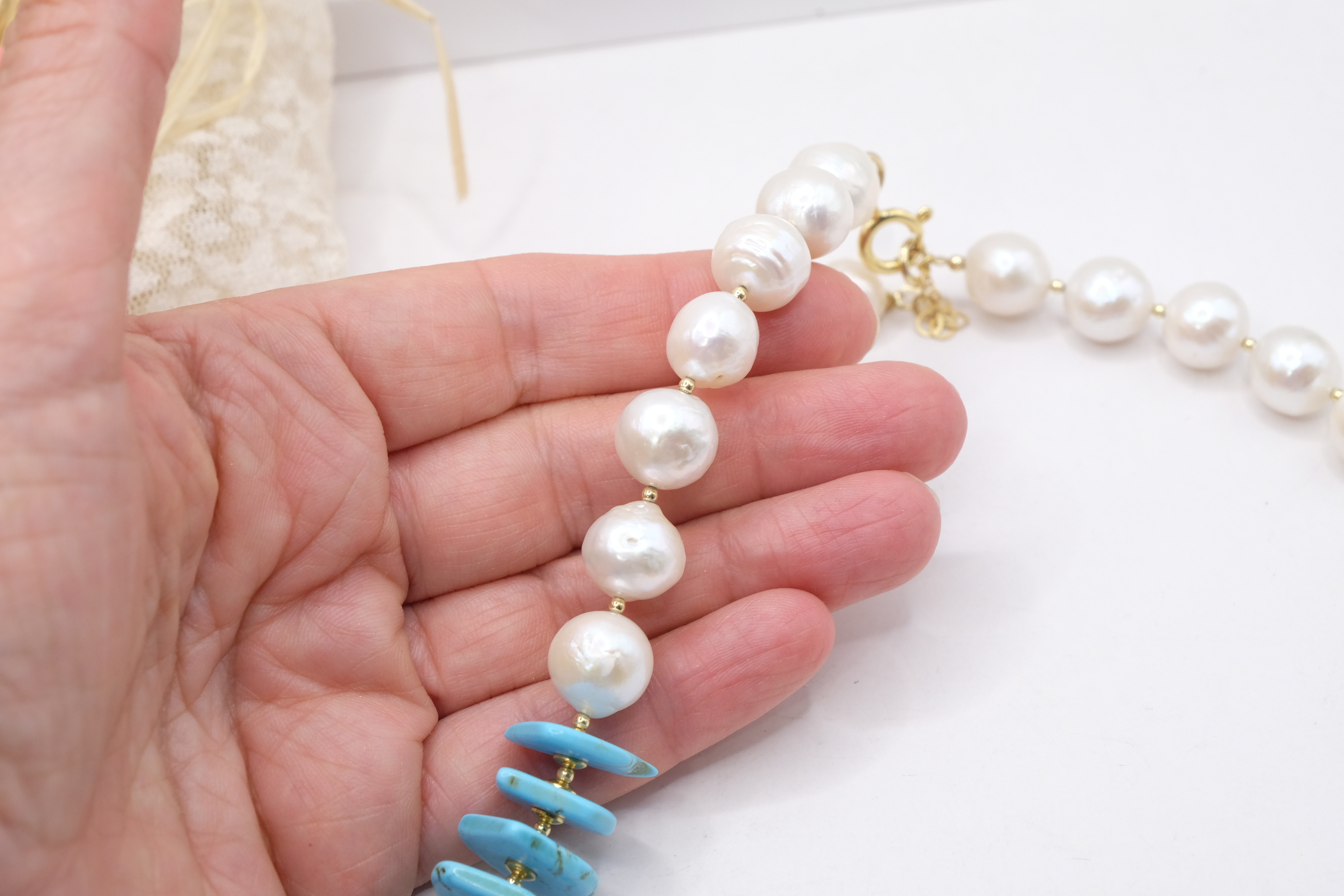 COLLANA TURCHESE NATURALE PERLE BAROCCHE TURCHESE NATURALE CORALLO DEL MEDITERRANEO AMBRA DEL BALTICO ARGENTO DORATO (1)
