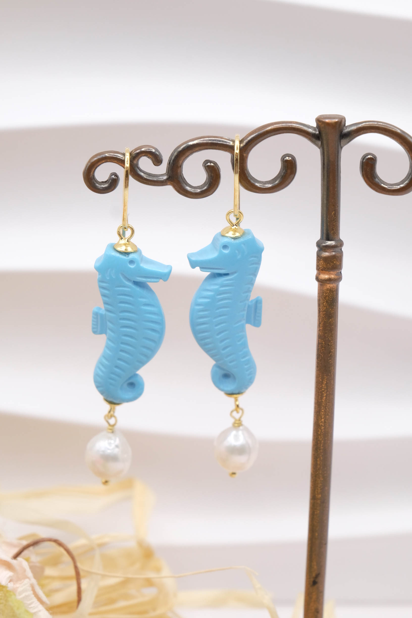 ORECCHINI PASTA DI TURCHESE TORRE DEL GRECO PERLE ARGENTO CAVALLUCCIO MARINO CAVALLUCCI MARINI (3)
