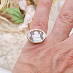 Anello Cammeo di Torre del Greco Angelo Argento Dorato 4 versioni
