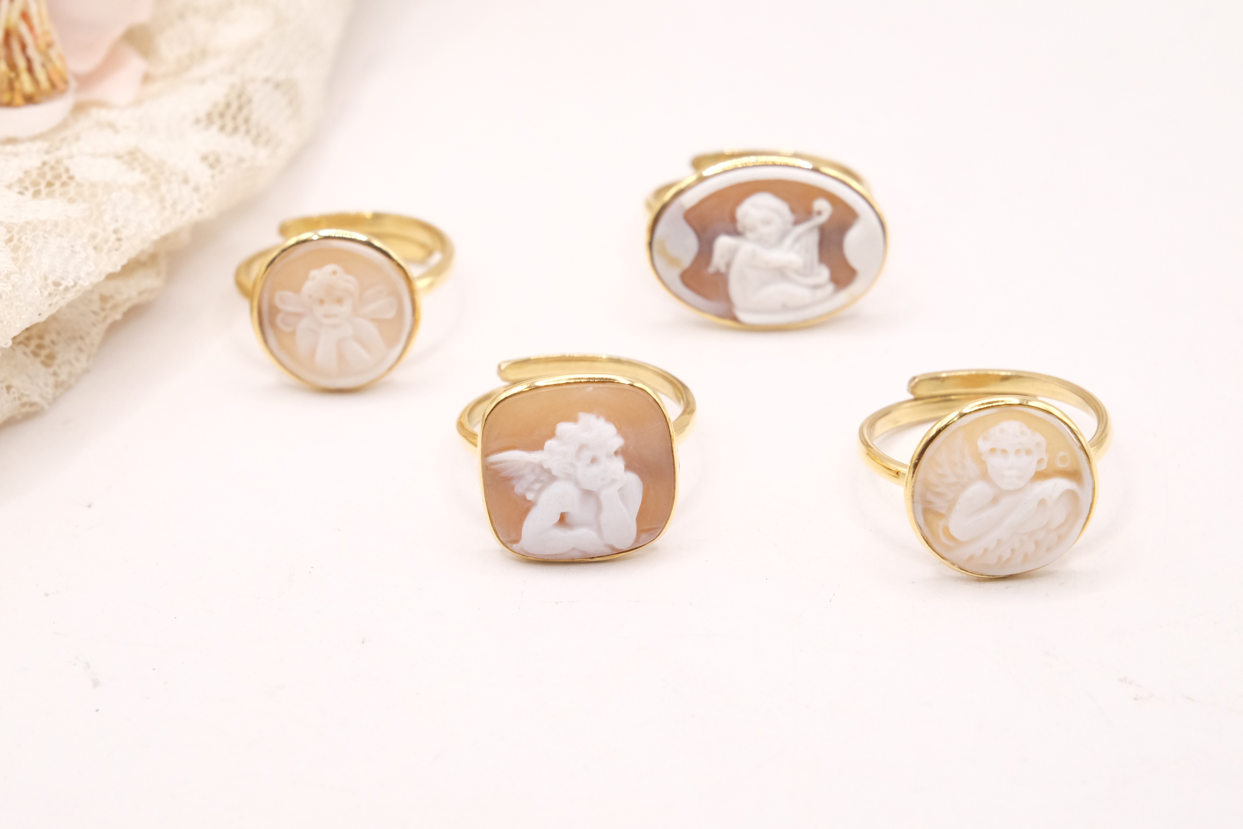 ANELLO ARTIGIANALE CAMMEO DI TORRE DEL GRECO ANGELO ANGELI PUTTO PUTTI PUTTINO PUTTINI ARGENTO 925 (2)