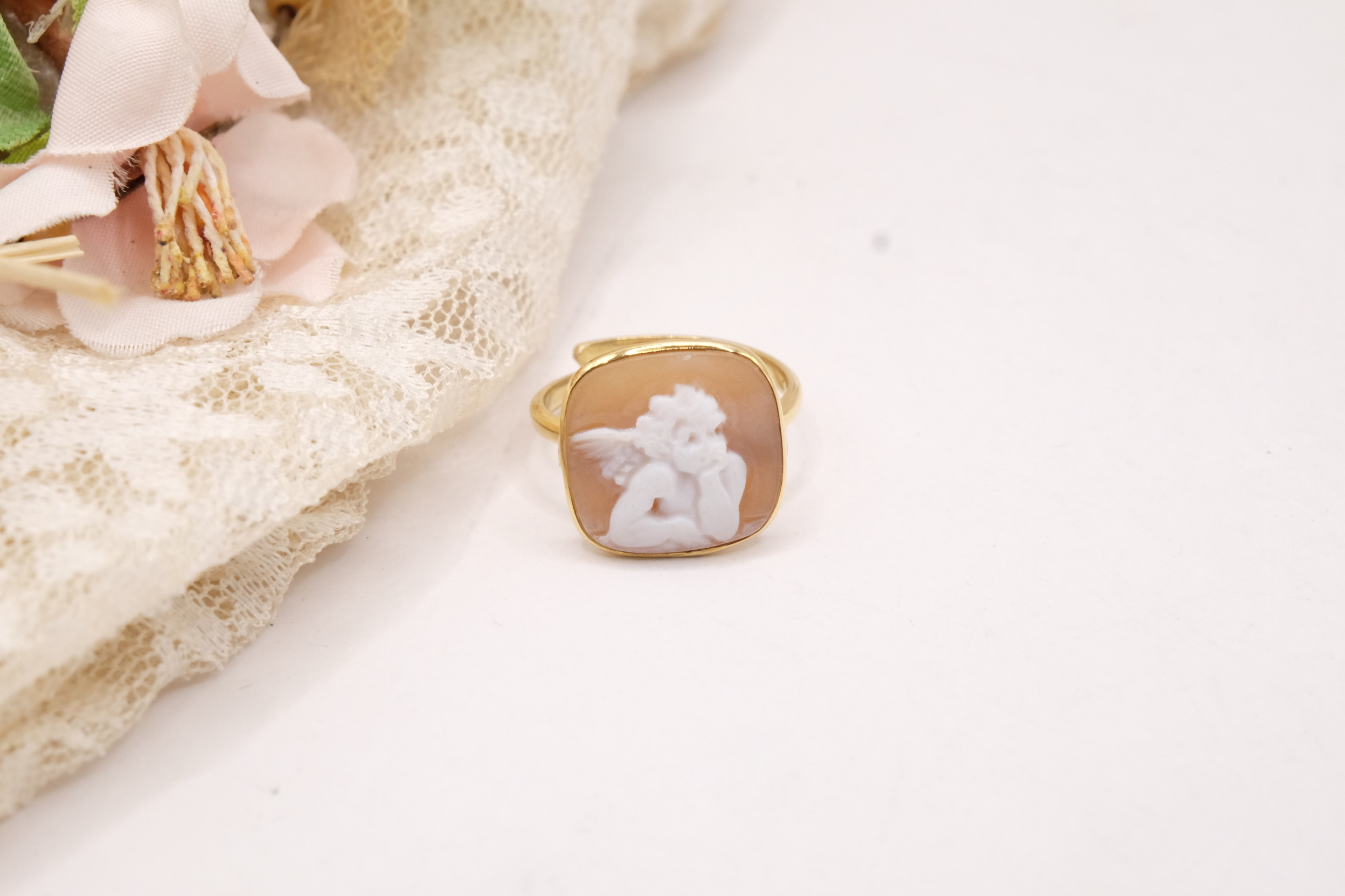ANELLO ARTIGIANALE CAMMEO DI TORRE DEL GRECO ANGELO ANGELI PUTTO PUTTI PUTTINO PUTTINI ARGENTO 925 (7)