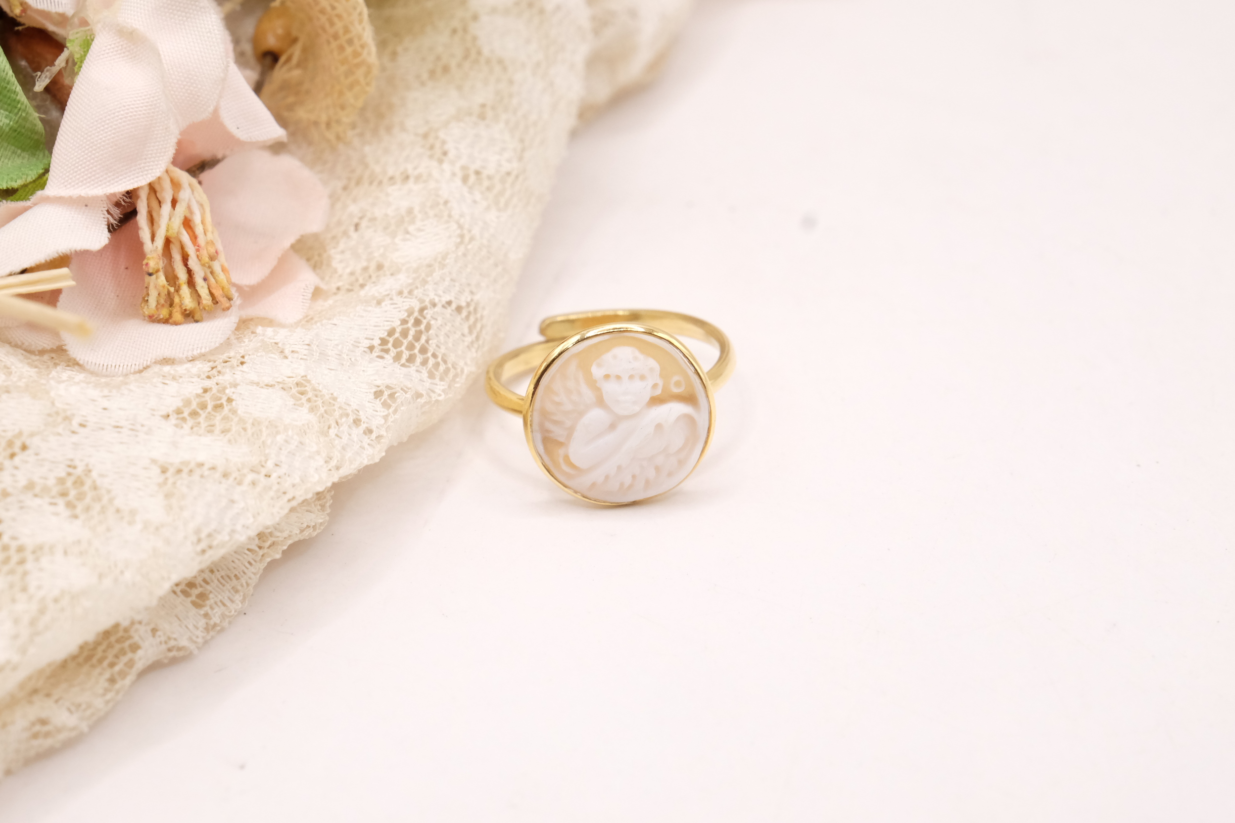 ANELLO ARTIGIANALE CAMMEO DI TORRE DEL GRECO ANGELO ANGELI PUTTO PUTTI PUTTINO PUTTINI ARGENTO 925 (9)