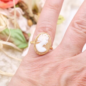Anello Cammeo di Torre del Greco Dama Argento Dorato