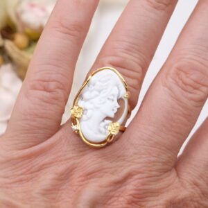 Anello Cammeo di Torre del Greco Dama Argento Dorato 2 Versioni