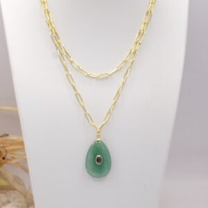 Collana Catenina Acciaio Ciondolo Giada Verde 3 Forme