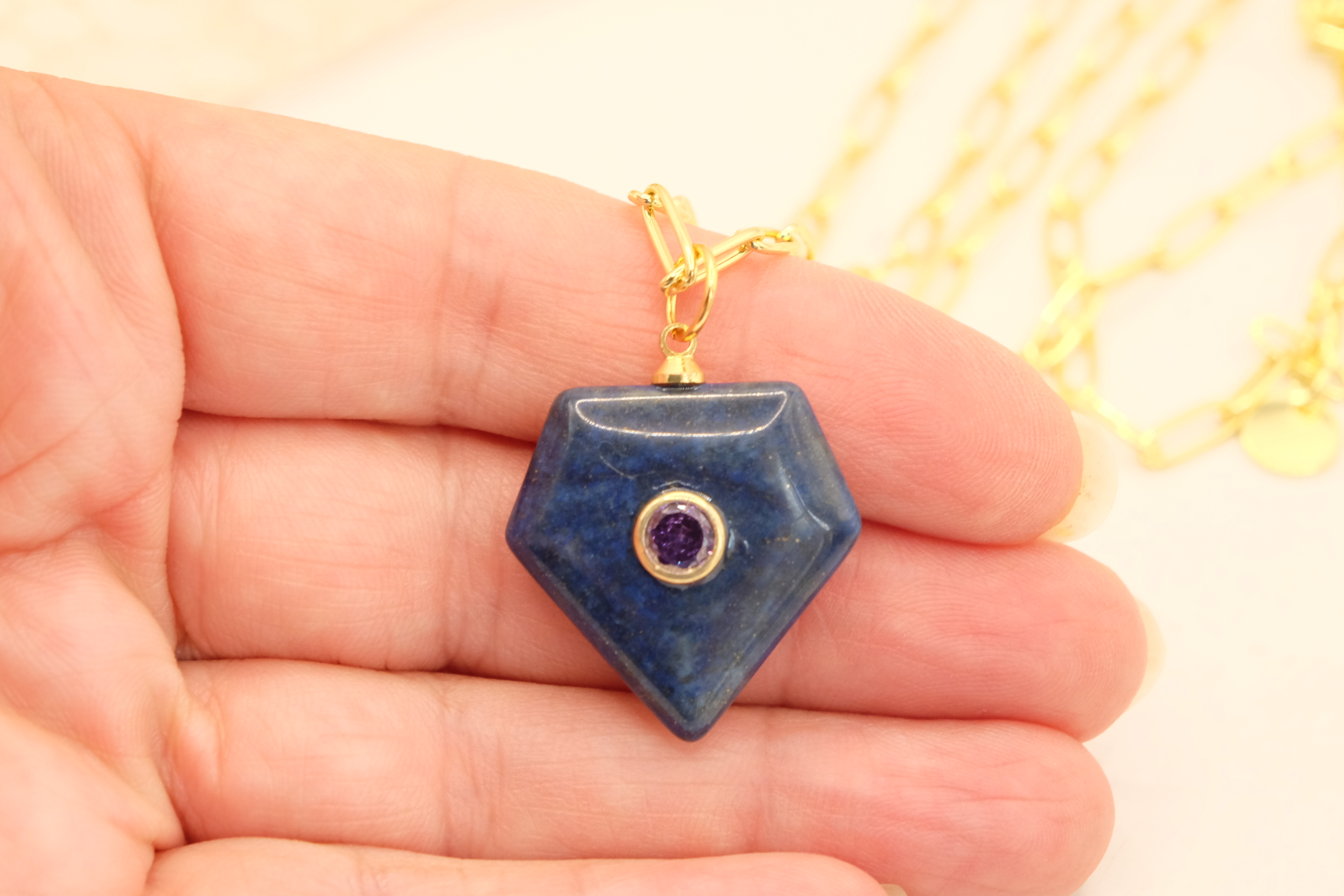 COLLANA ACCIAIO CIONDOLO LAPIS E ZIRCONE (9)