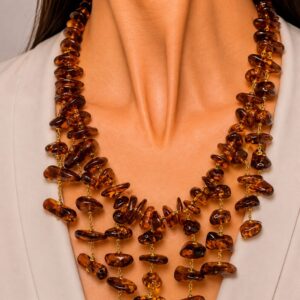 Collana Cascata Ciondoli Ambra del Baltico Argento 925