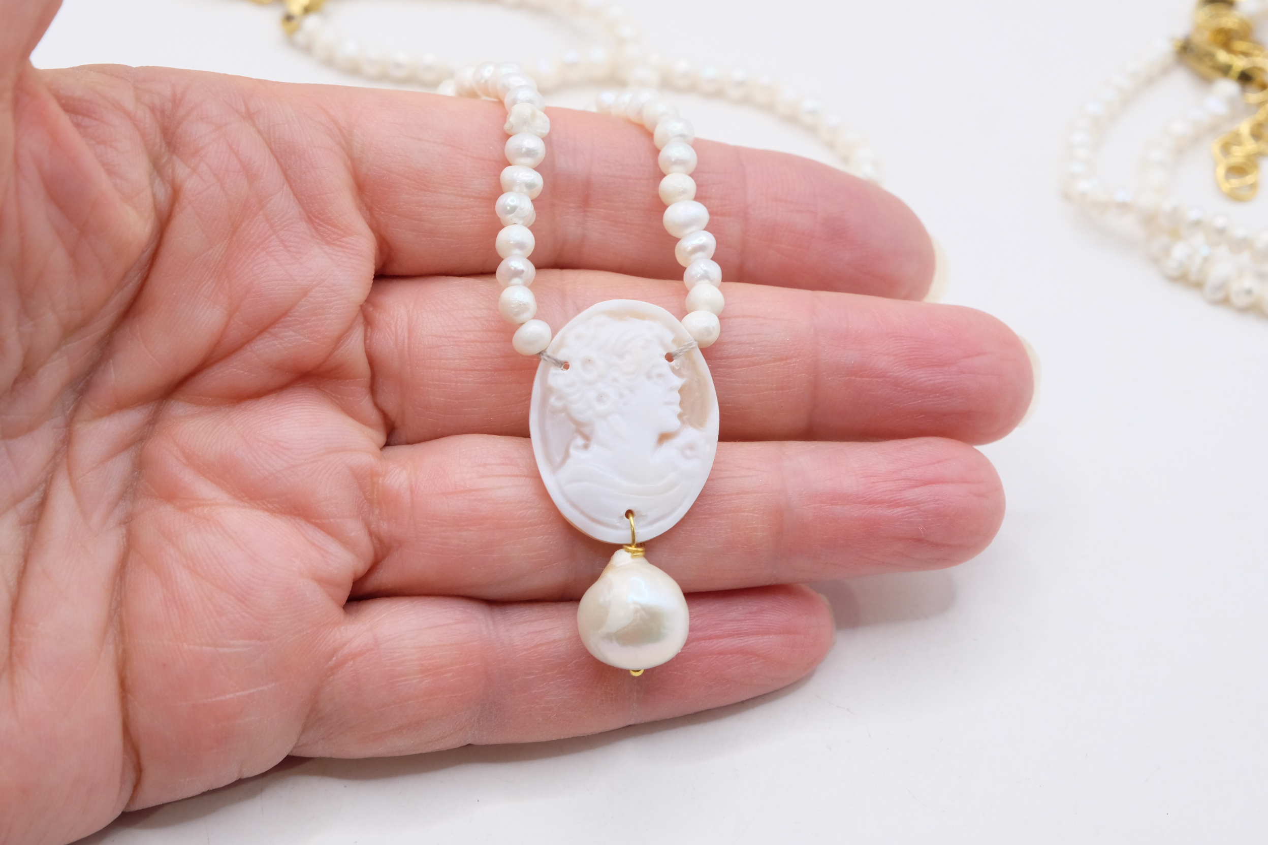 COLLANA ARTIGIANALE CAMMEO MICROPERLE BAROCCHE TORRE DEL GRECO (1)