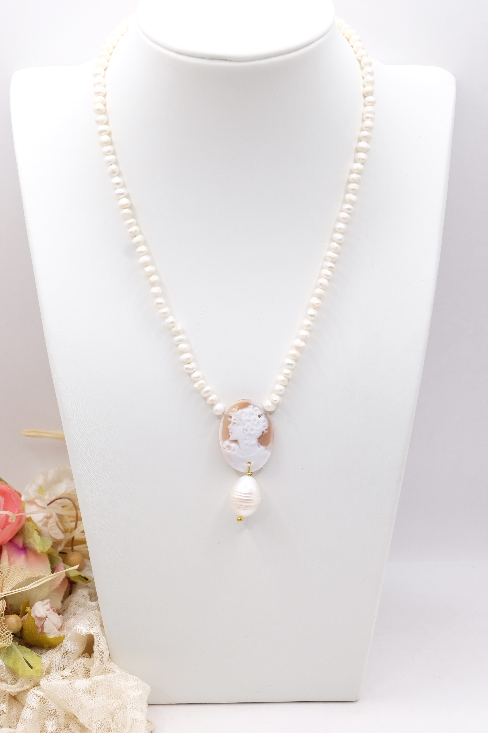 COLLANA ARTIGIANALE CAMMEO MICROPERLE BAROCCHE TORRE DEL GRECO (2)
