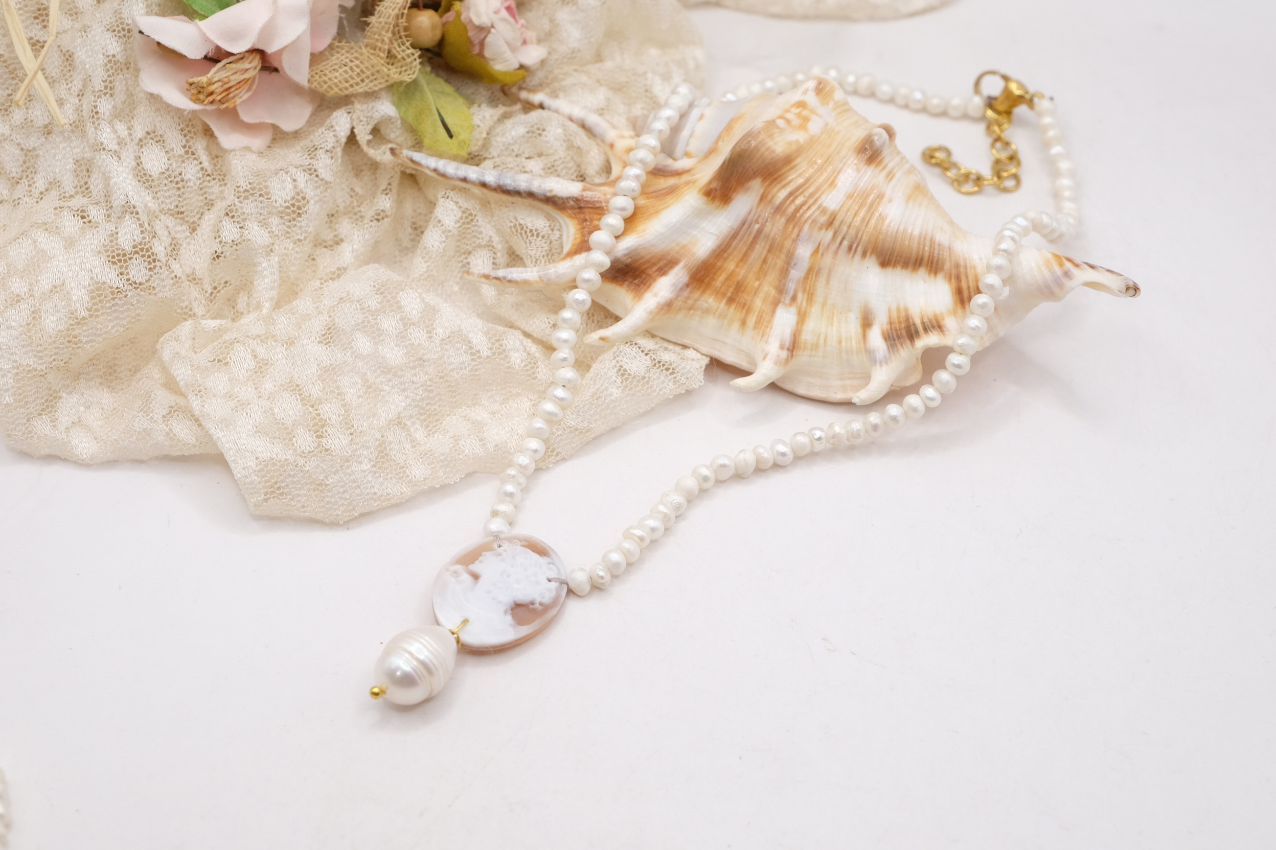 COLLANA ARTIGIANALE CAMMEO MICROPERLE BAROCCHE TORRE DEL GRECO (3)