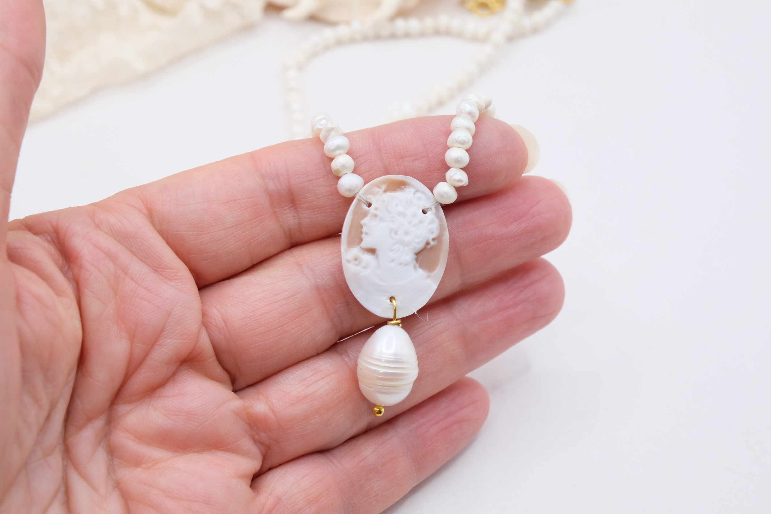 COLLANA ARTIGIANALE CAMMEO MICROPERLE BAROCCHE TORRE DEL GRECO (6)