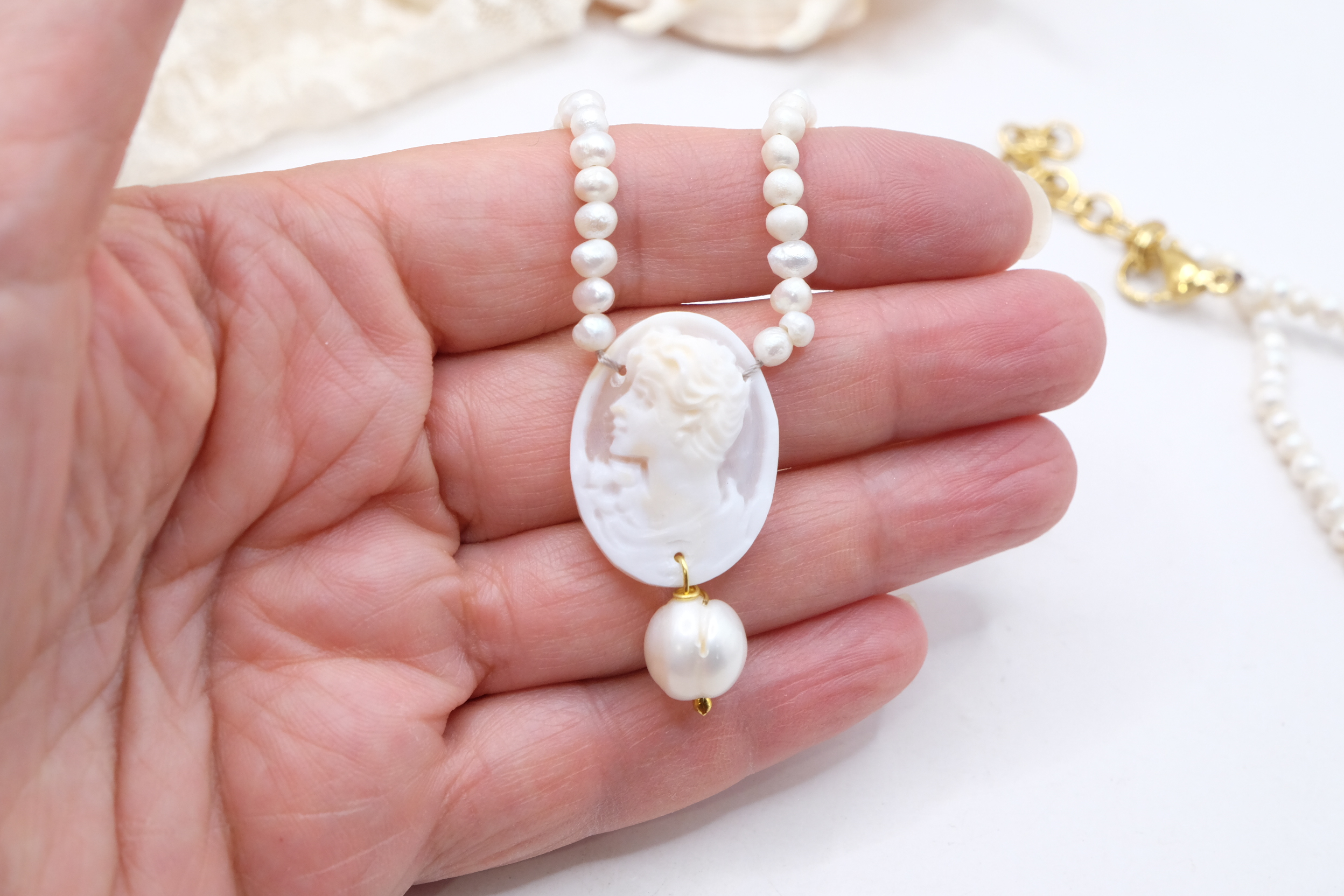 COLLANA ARTIGIANALE CAMMEO MICROPERLE BAROCCHE TORRE DEL GRECO (7)