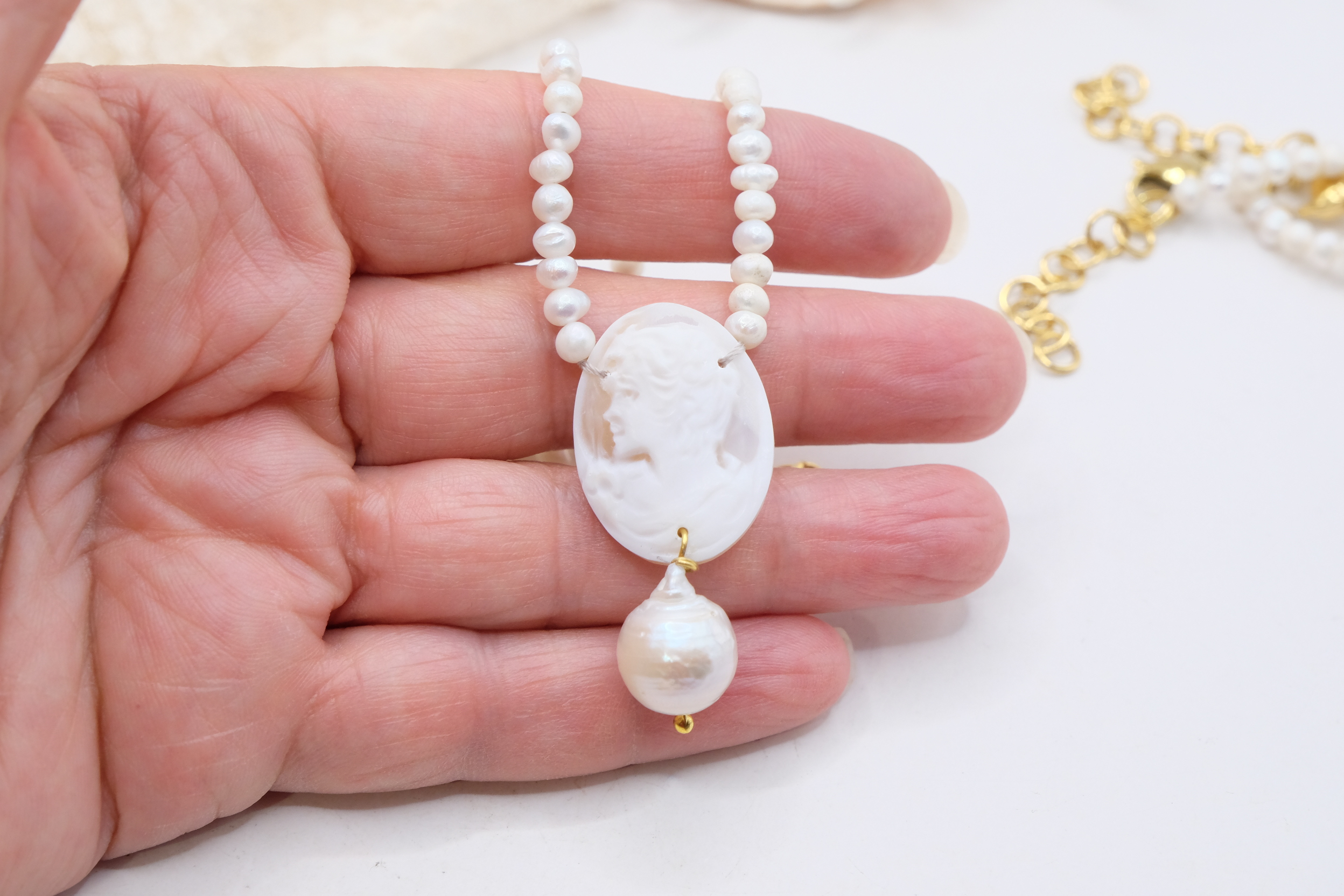 COLLANA ARTIGIANALE CAMMEO MICROPERLE BAROCCHE TORRE DEL GRECO (8)