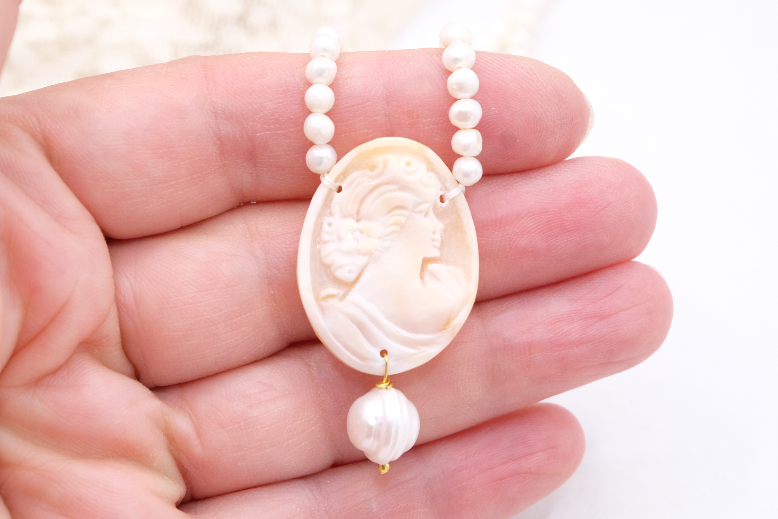 COLLANA ARTIGIANALE CAMMEO MICROPERLE TORRE DEL GRECO