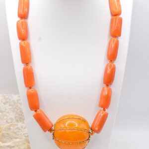 Collana in corallo bamboo barilotti top quality elemento Nepalese