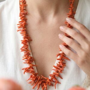 Collana Decoltè Corallo Rosso Rami Medio Grandi argento 925