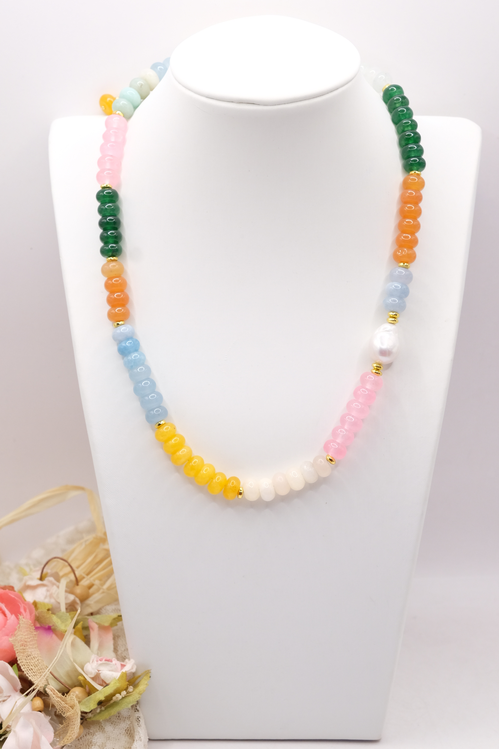 COLLANA ARTIGIANALE GIADA MULTICOLORE 7 VARIANTI (2)