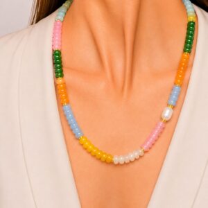 Collana "Arcobaleno" Pietre Naturali  Perla Barocca 7 Varianti