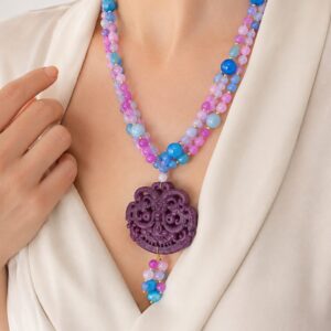 Collana Multifilo Mandala Giada Toni Lilla Viola
