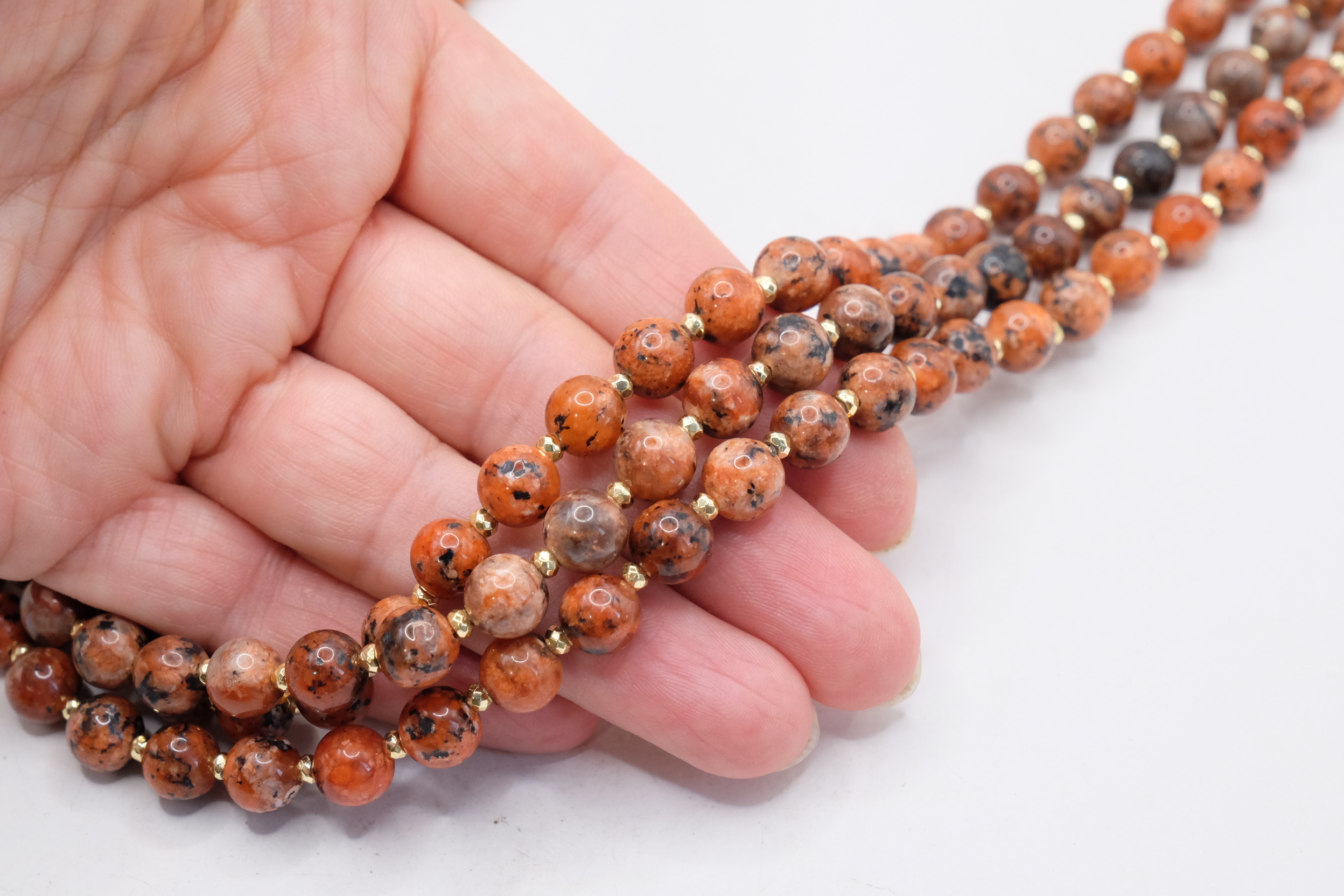 COLLANA ARTIGIANALE MULTIFILO DIASPRO IMPERIALE EMATITE PERLE CRISTALLI FILIGRANA (5)