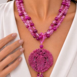 Collana artigianale multifilo giada porpora Mandala