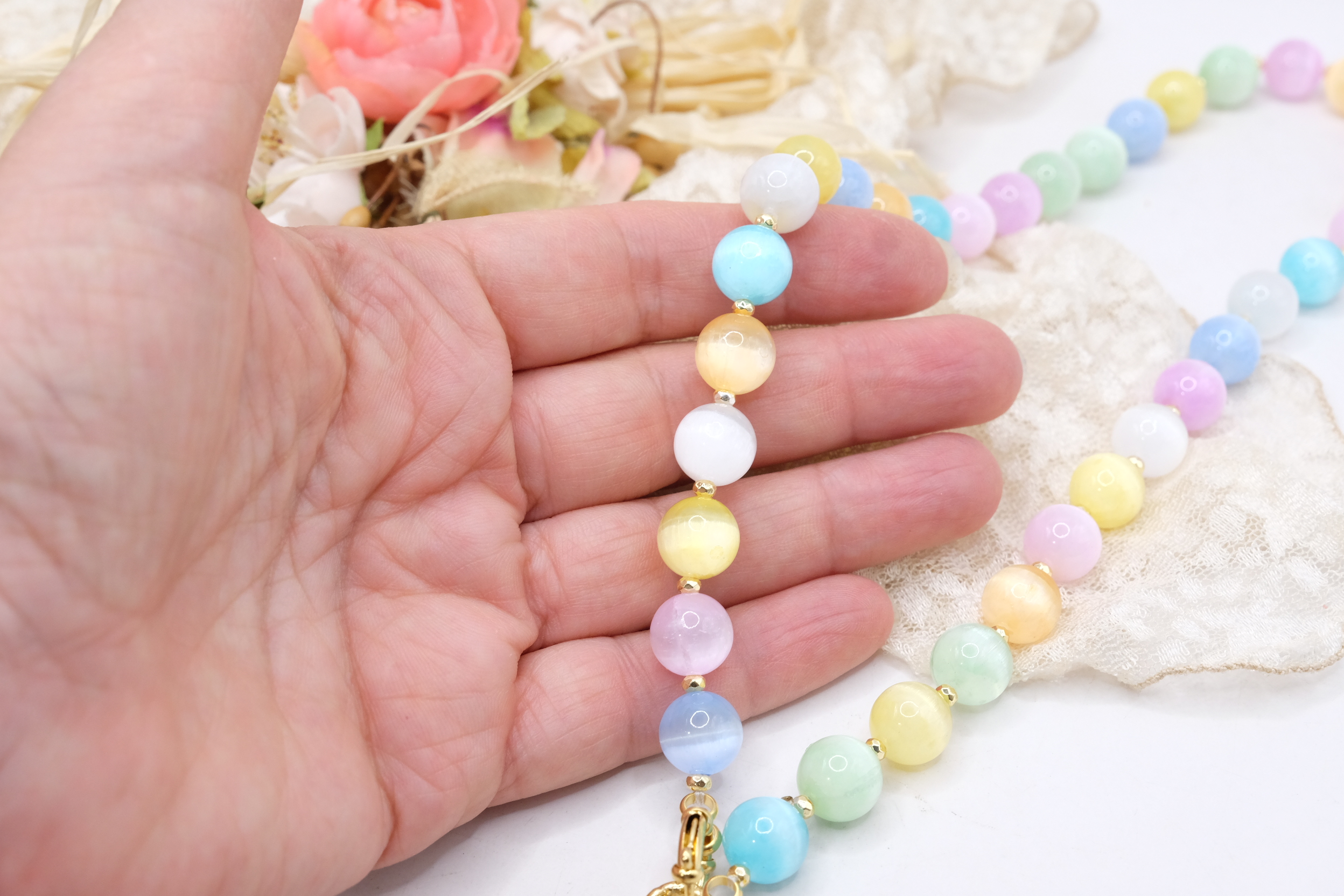 COLLANA ARTIGIANALE OCCHIO DI GATTO PESCE PENDENTE CORALLO BAMBOO (7)