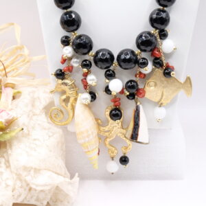 Collana Onice Conchiglie Polpo Cavalluccio Pesce Corallo