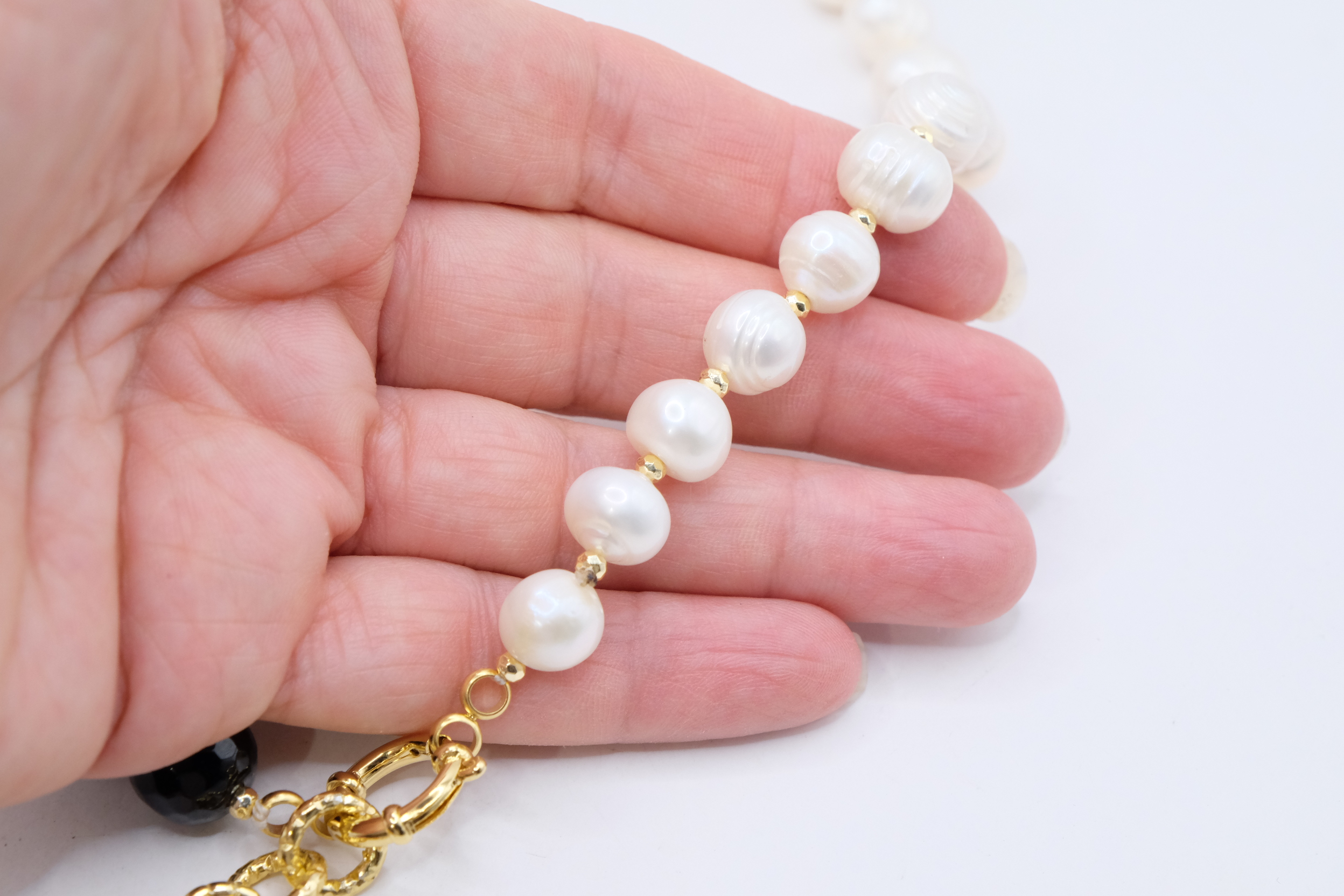 COLLANA ARTIGIANALE ONICE PERLE PESCE PENDENTE CORALLO BAMBOO (1)