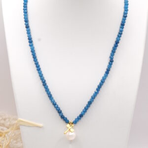 Collana Radice di Zaffiro, Perla Naturale e Libellula Medium Blue