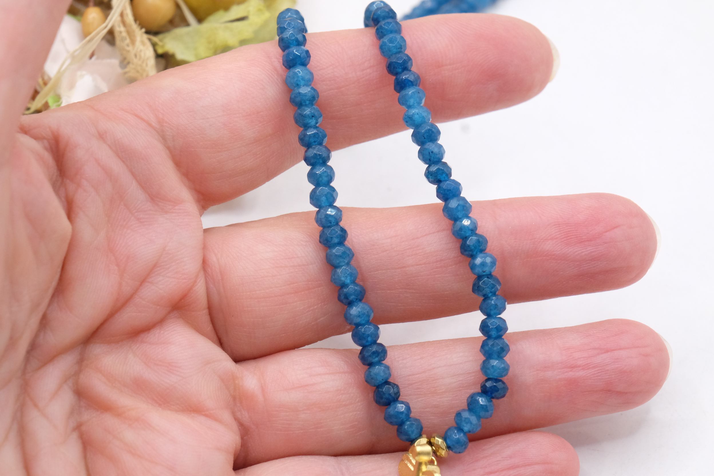 COLLANA ARTIGIANALE RADICE DI ZAFFIRO PERLA NATURALE LIBELLULA MEDIUM BLUE (5)