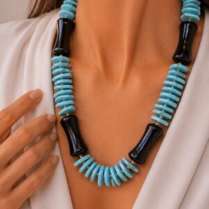 Collana Turchese "Clessidre" in Onice Argento