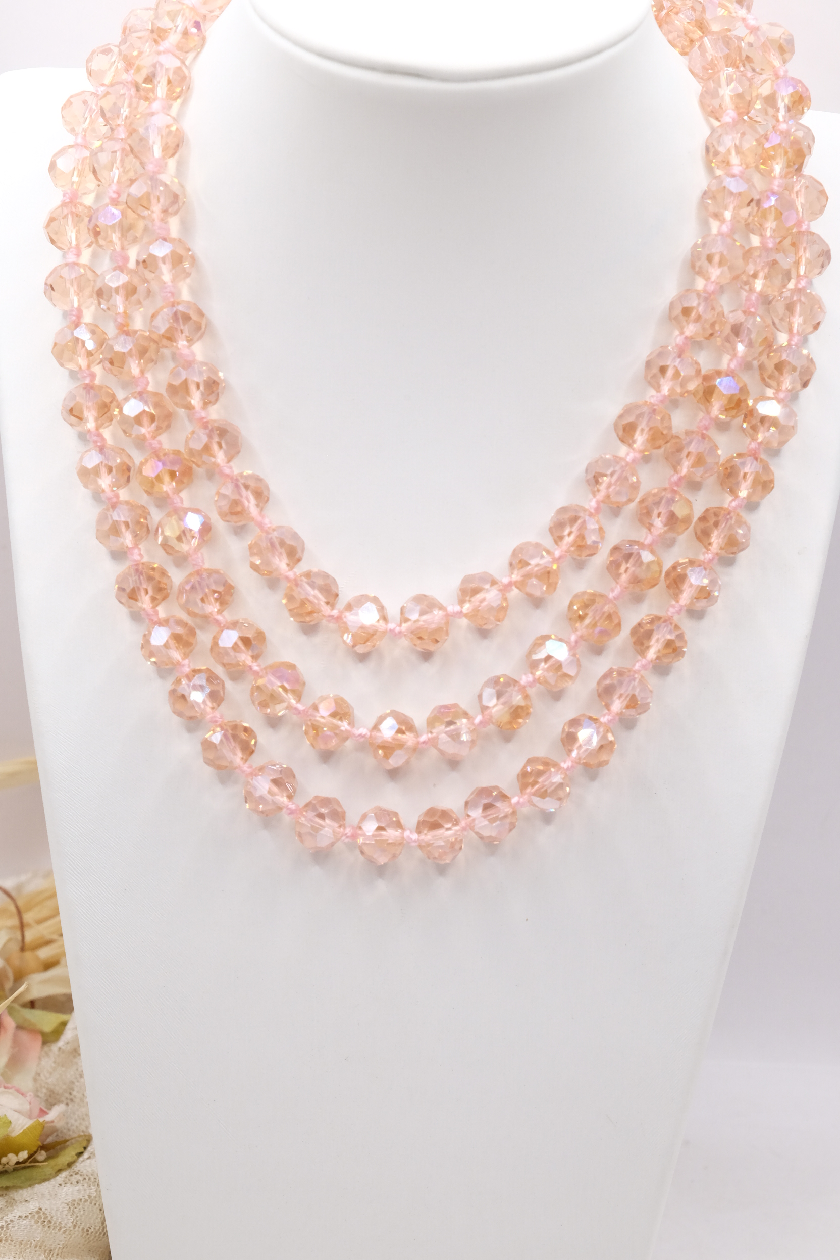 COLLANA CHARLESTON CHANEL CRISTALLI SFACCETTATI BORGOGNA ROSA LUCE (2)