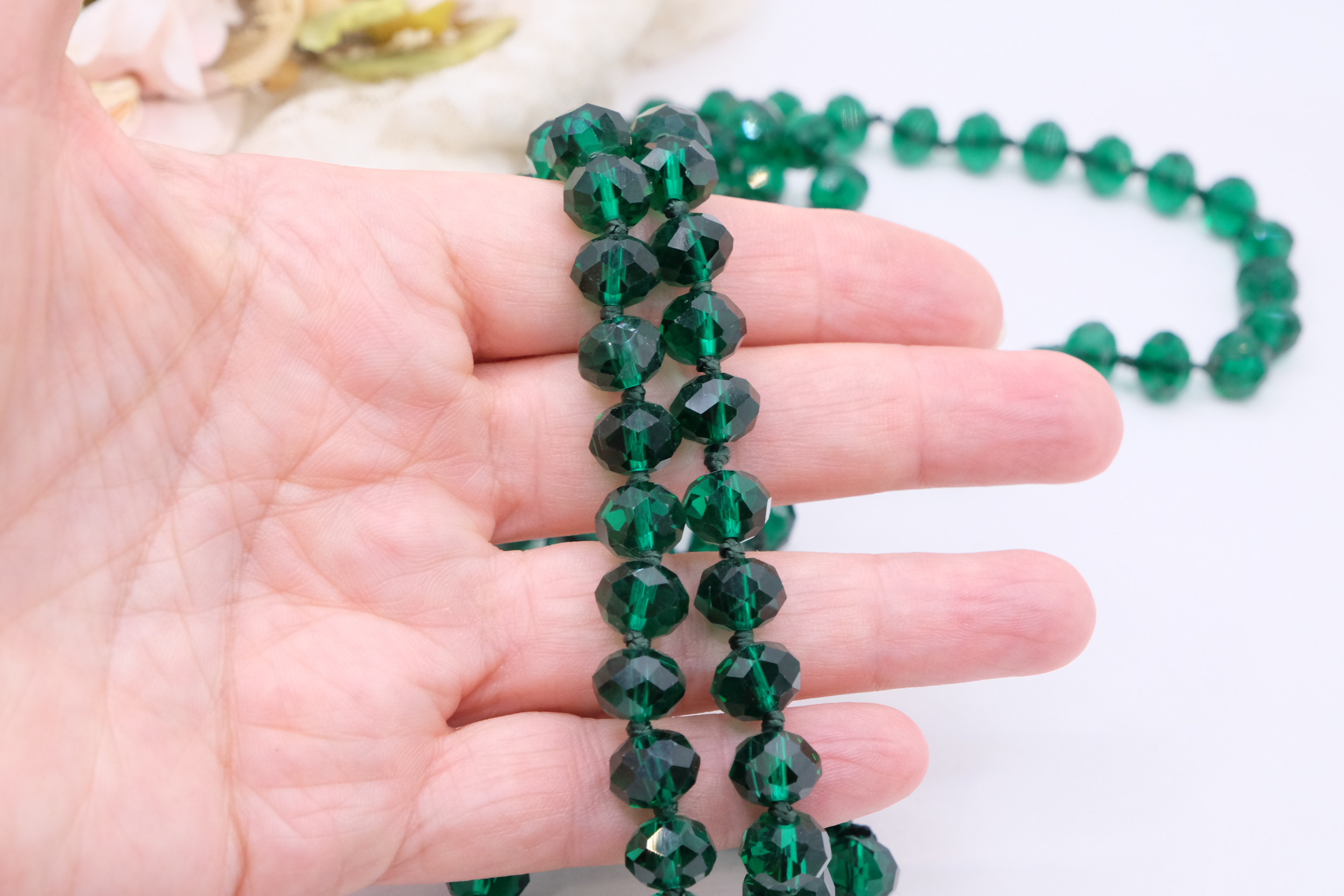 COLLANA CHARLESTON CHANEL CRISTALLI SFACCETTATI BORGOGNA VERDE LUCE (1)